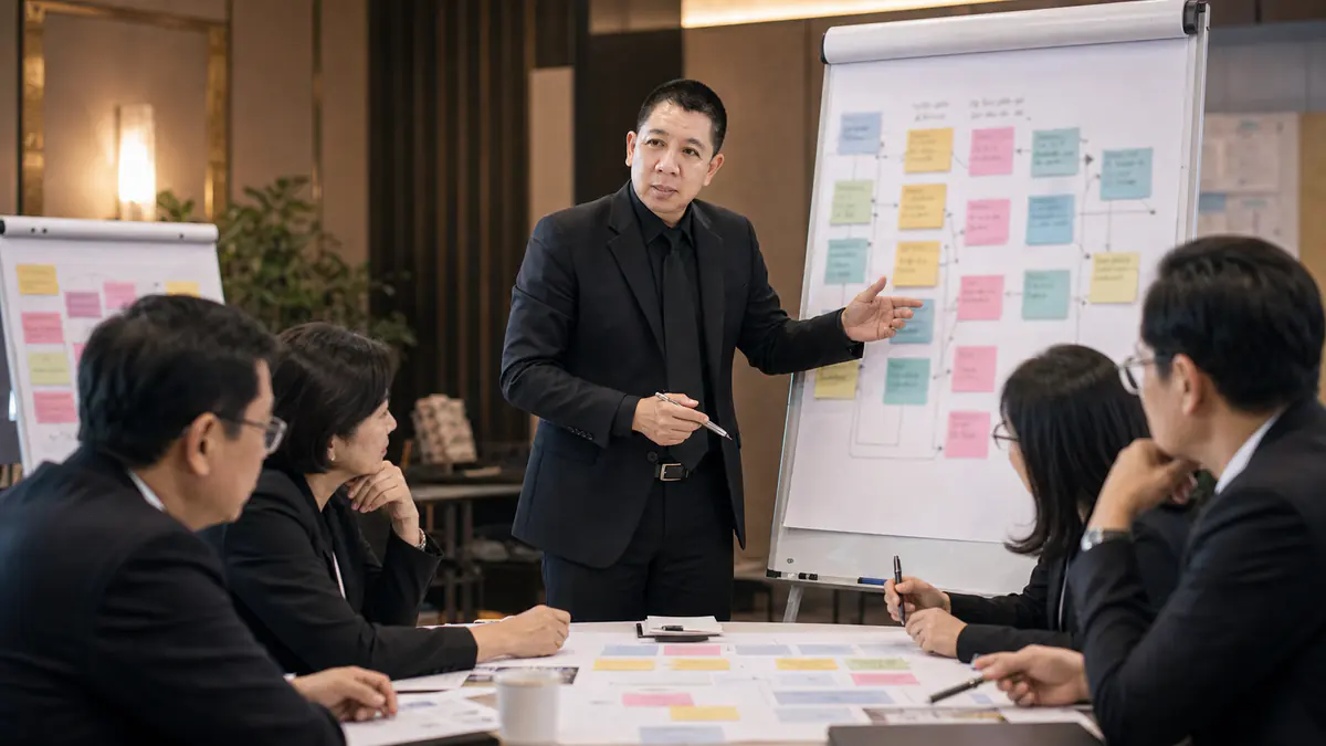 เวิร์กช็อปผู้นำไทยกำลังวางแผนพฤติกรรมใหม่และรูปแบบการทำงานขององค์กร