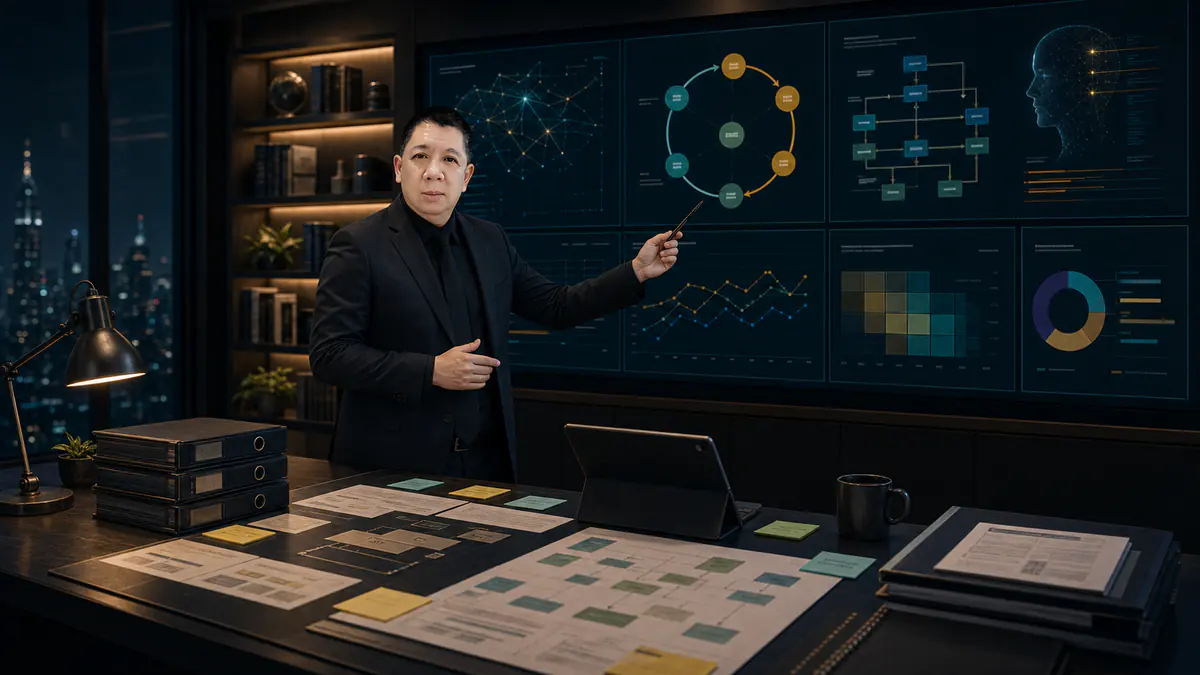ภาพจำลองบทบาทออกแบบระบบจัดการความรู้ CQI ระบบประเมิน และ AI implementation